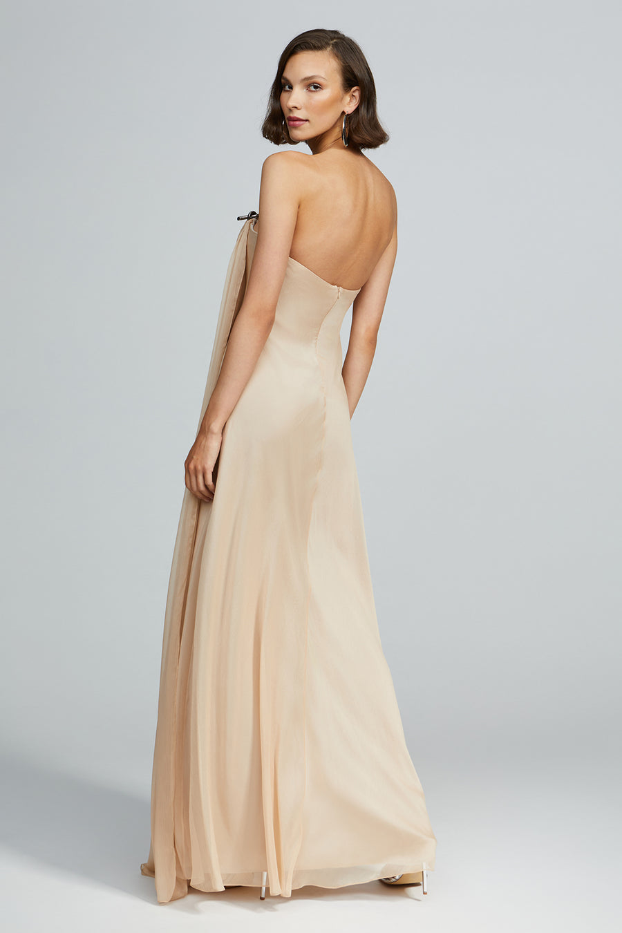 Halston Heritage Oyster Chiffon Gown