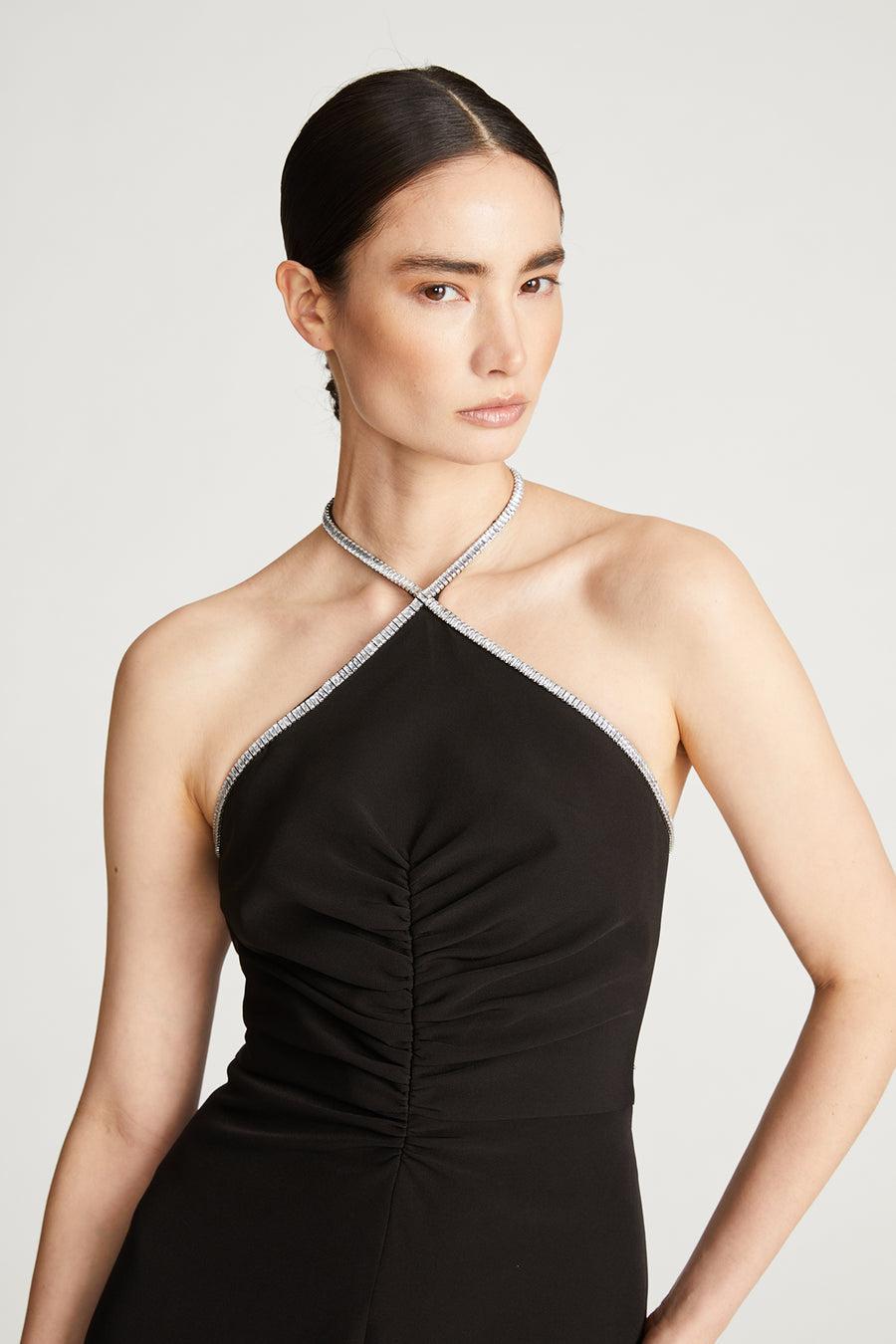Halston Heritage Piper Dress With Crystal Trim