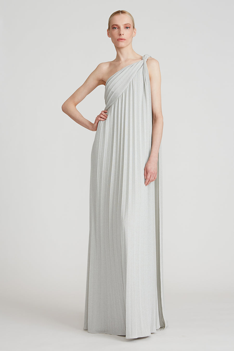 halston heritage Priya Knit Pleated Gown