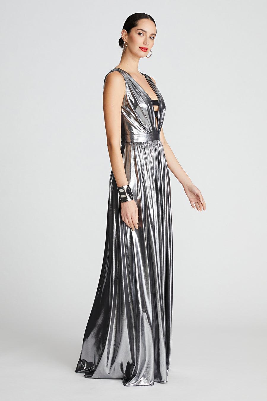 Halston Heritage Titania Gown In Foil Jersey