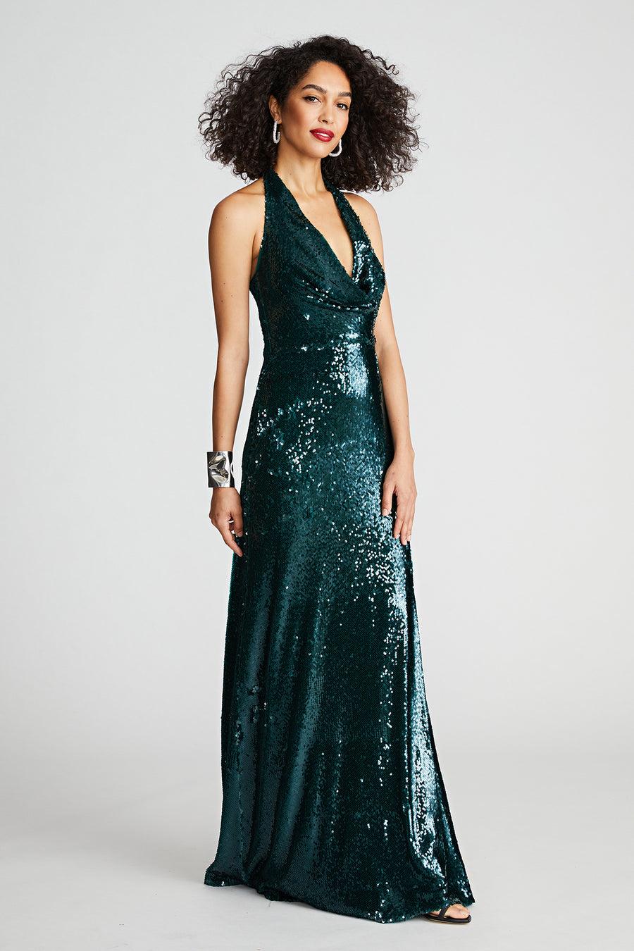 Halston Heritage Tova Gown In Tinted Sequin