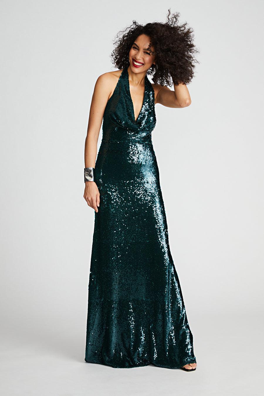 Halston Heritage Tova Gown In Tinted Sequin