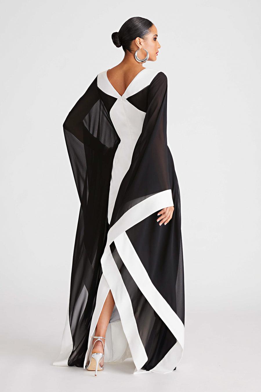 Halston Heritage Yara Gown In Satin & Chiffon