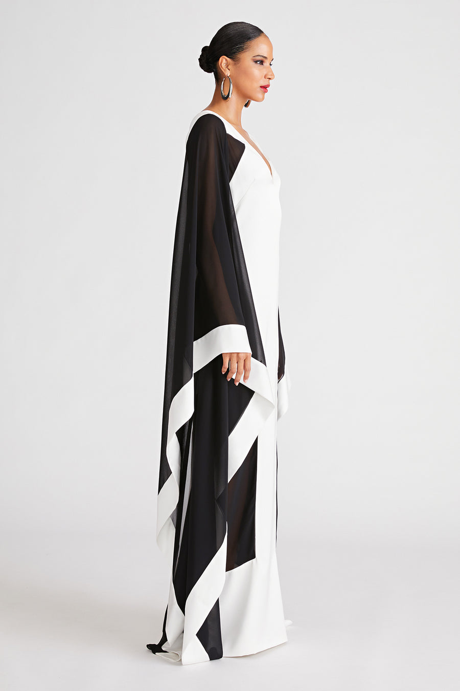 Halston Heritage Yara Gown In Satin & Chiffon