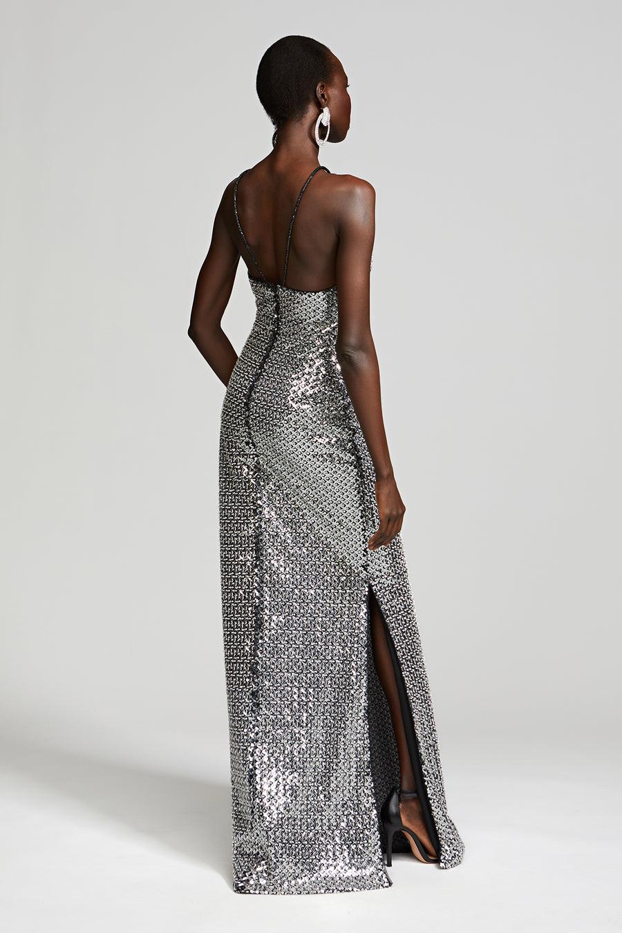 Halston Heritage Yeva Gown In Crystal Sequin