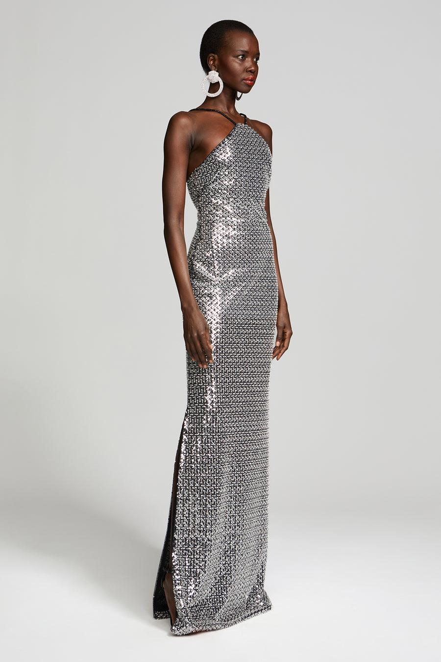 Halston Heritage Yeva Gown In Crystal Sequin