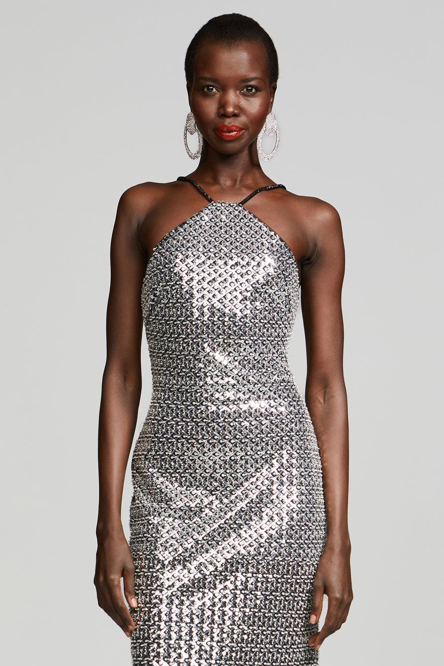 Halston Heritage Yeva Gown In Crystal Sequin