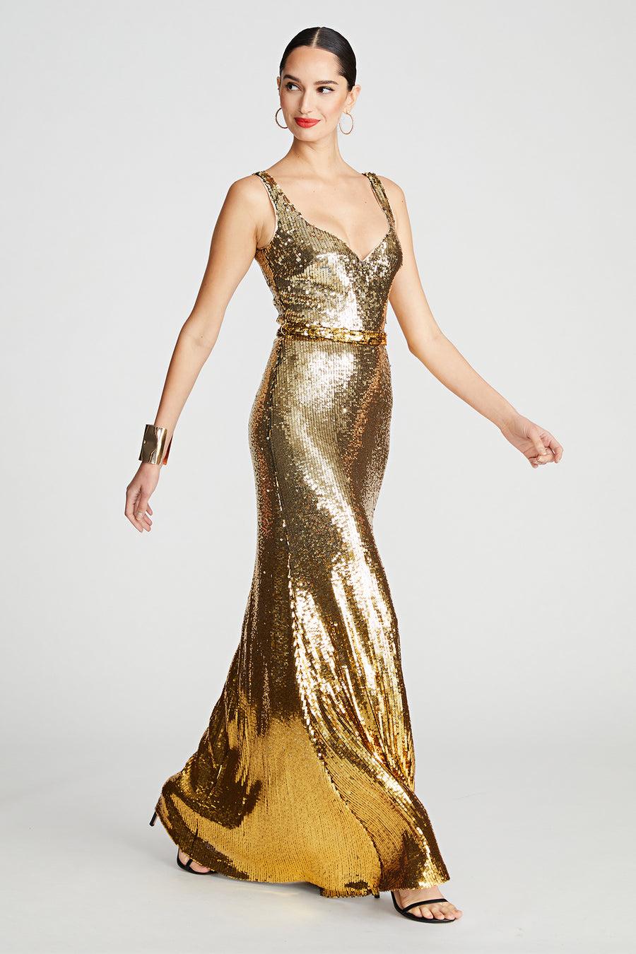 Halston Heritage Zahra Gown In Degrade Sequin