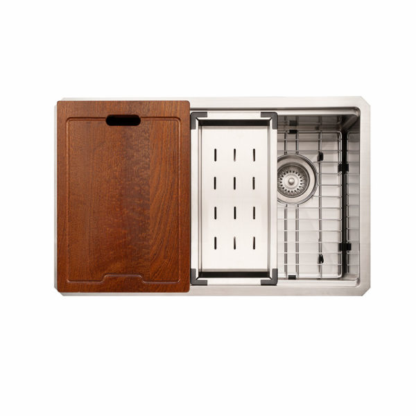 hamat Rendezvous 16 Gauge 24-1/2″ Undermount Stainless Steel Offset Single Bowl Workstation Kitchen Sink hamat Rendezvous 16 Gauge 24-1/2″ Undermount Stainless Steel Offset Single Bowl Workstation Kitchen Sink