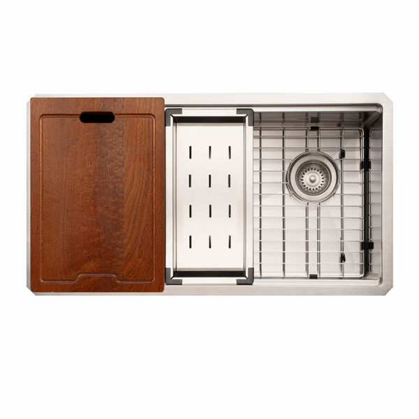 hamat Rendezvous 16 Gauge Undermount 30″ Stainless Steel Offset Single Bowl Workstation Kitchen Sink hamat Rendezvous 16 Gauge Undermount 30″ Stainless Steel Offset Single Bowl Workstation Kitchen Sink