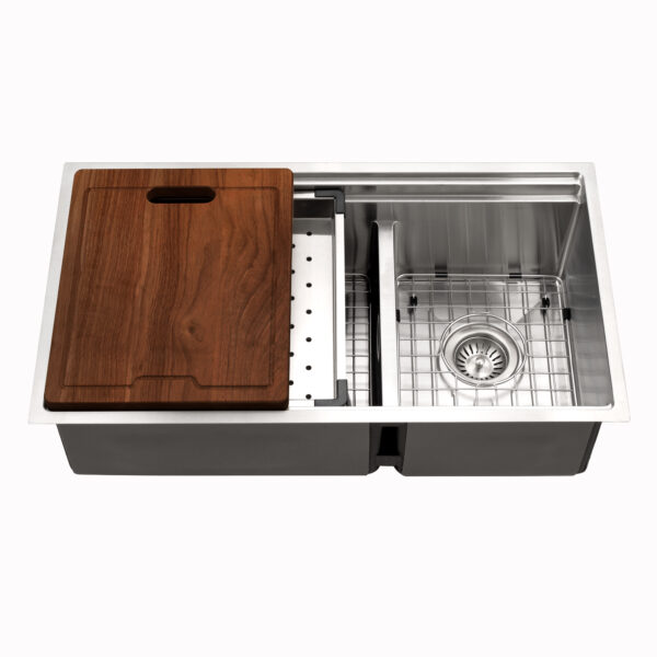 hamat Rendezvous Dual Level Undermount Stainless Steel Double Bowl Kitchen Sink