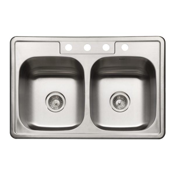 hamat Revive Topmount Stainless Steel 50/50 8″ or 9″ Deep Double Bowl Kitchen Sink