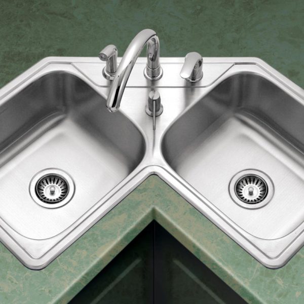 Hamat Tureen Topmount Stainless Steel Corner Bowl Kitchen Sink