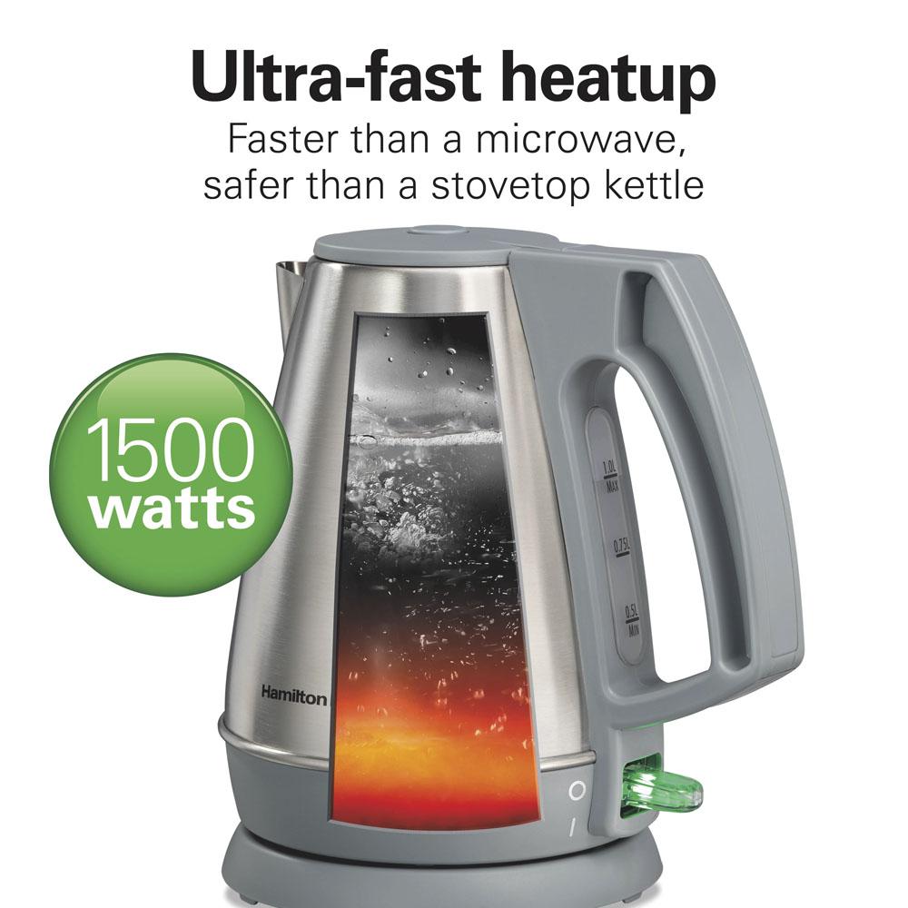 Hamilton Beach 1 Liter Electric Kettle Gray & Stainless