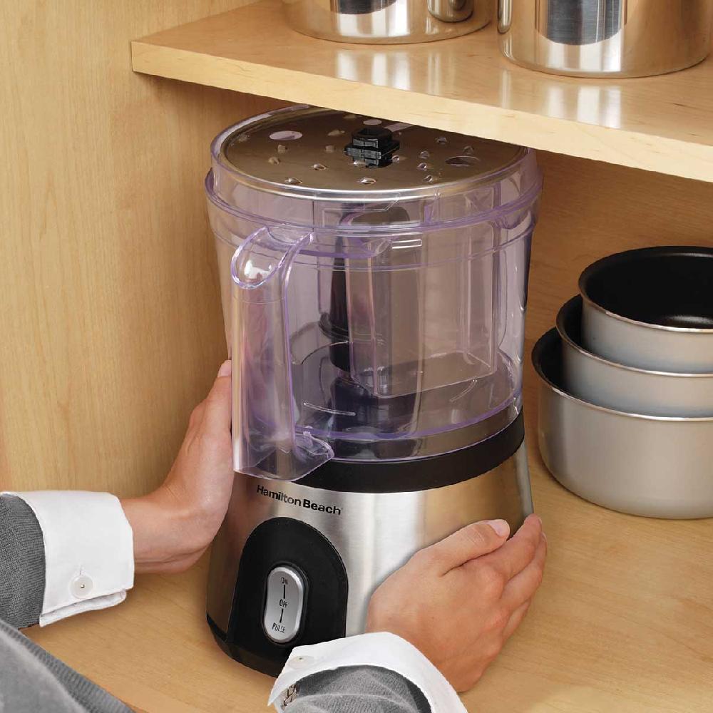 Hamilton Beach 10-Cup Food Processor With Compact Storage Black & Stainless