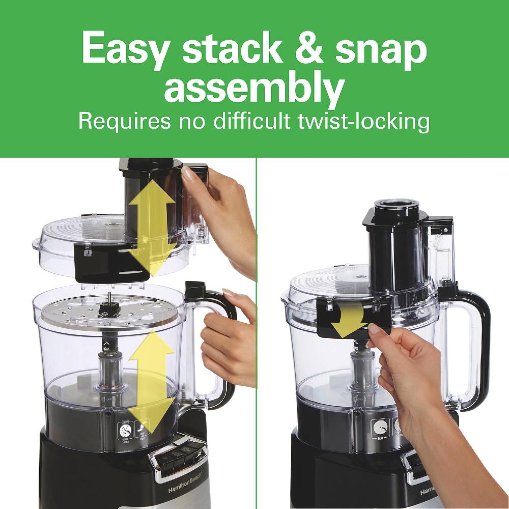 Hamilton Beach 10-Cup Stack & Snap™ Food Processor With Big Mouth® Black & Stainless