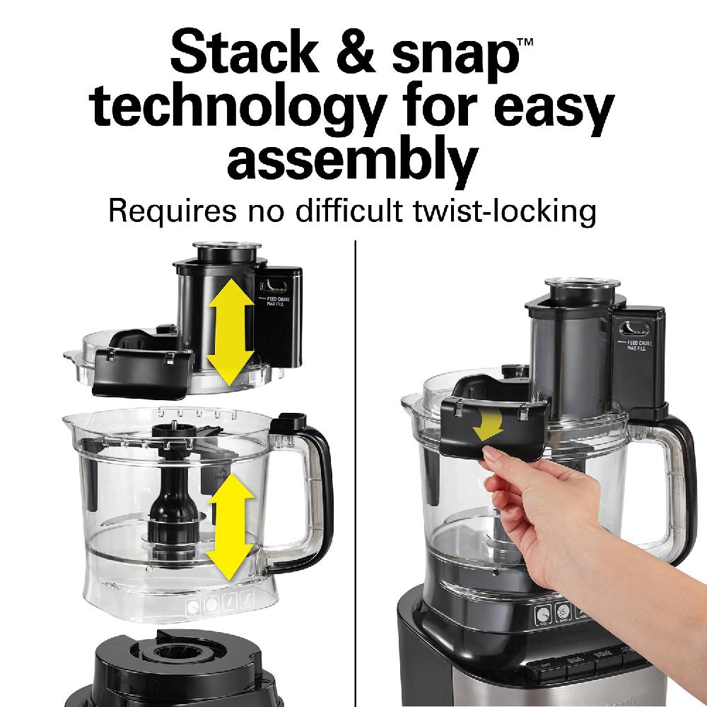 Hamilton Beach 10-Cup Stack & Snap™ Food Processor With Bowl Scraper Black