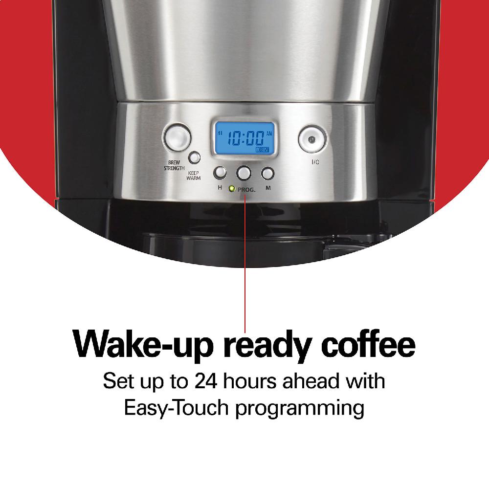 Hamilton Beach 12 Cup Programmable Coffee Maker With Cone Filter Black & Stainless