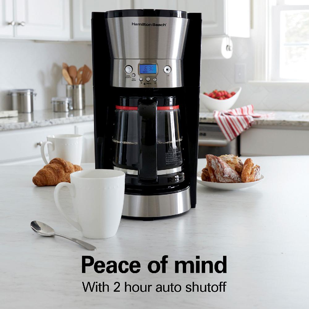 Hamilton Beach 12 Cup Programmable Coffee Maker With Cone Filter Black & Stainless