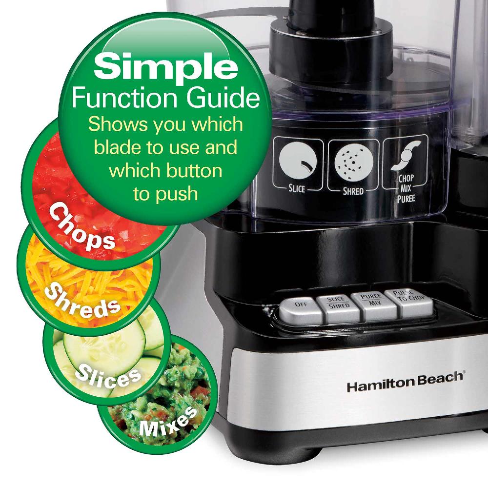 Hamilton Beach 12-Cup Stack & Snap™ Food Processor Black & Stainless