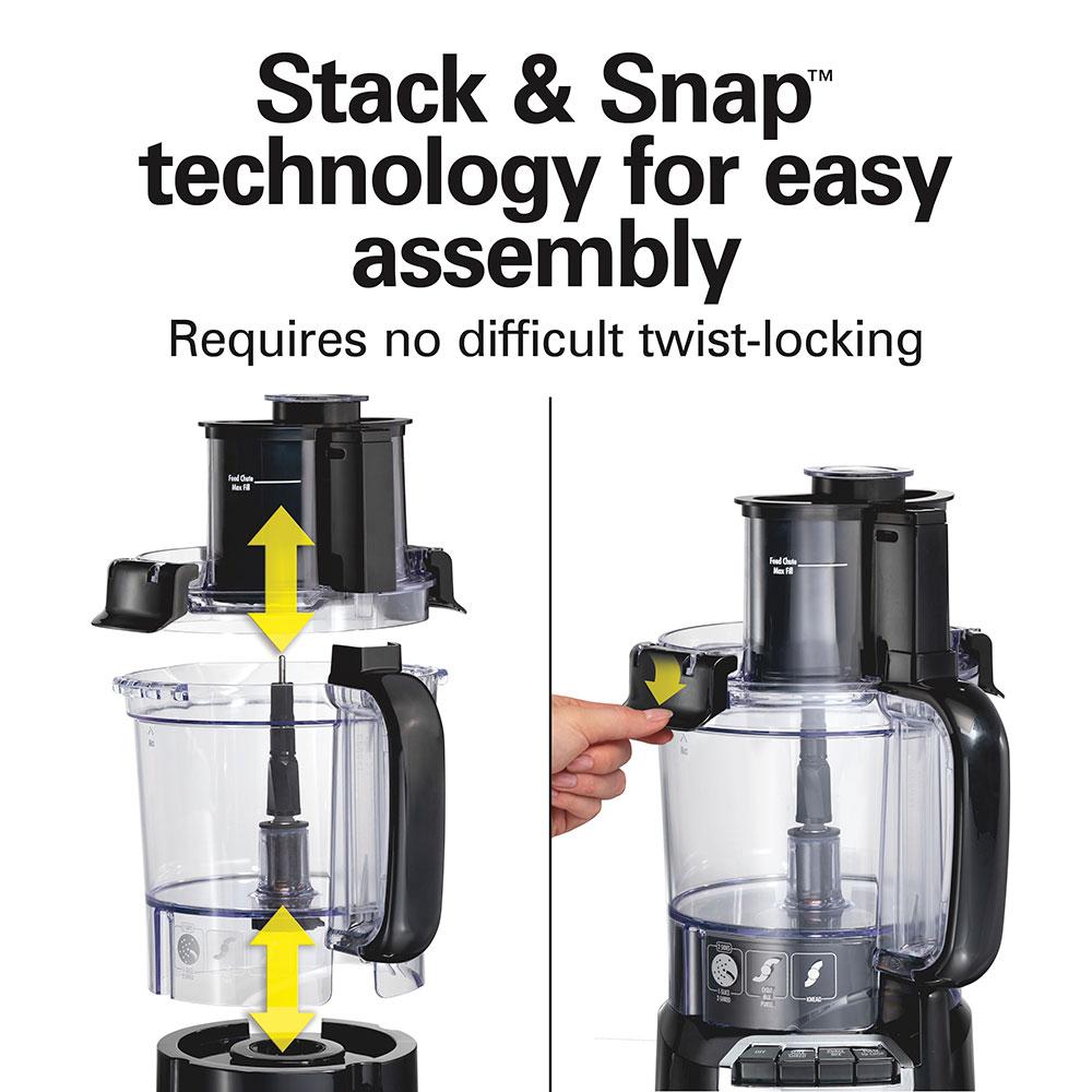Hamilton Beach 12-Cup Stack & Snap™ Food Processor Black & Stainless