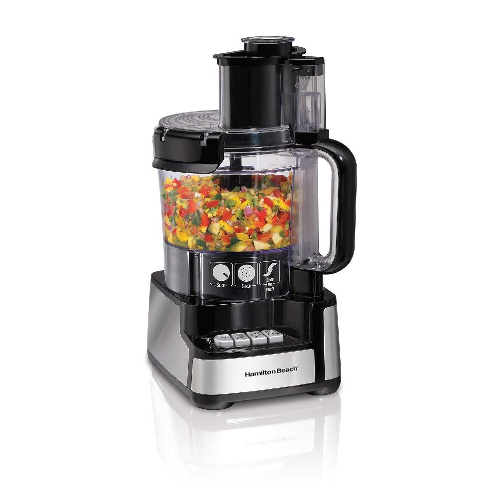 hamilton beach 12-Cup Stack & Snap™ Food Processor Black & Stainless