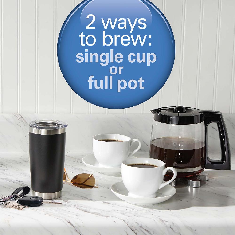 Hamilton Beach 2-Way Coffee Maker Single-Serve &12 Cup Carafe Stainless