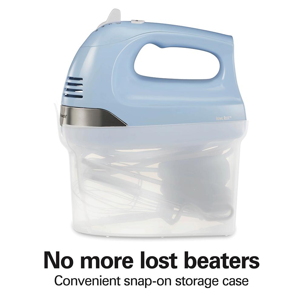 Hamilton Beach 6 Speed Hand Mixer With Snap-On Case Light Blue