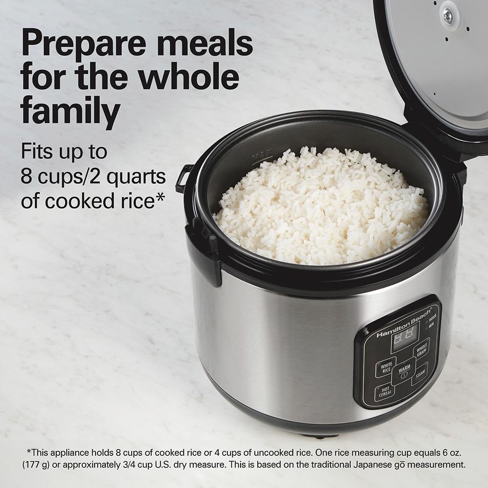 Hamilton Beach 8 Cup Capacity (Cooked) Rice Cooker & Food Steamer