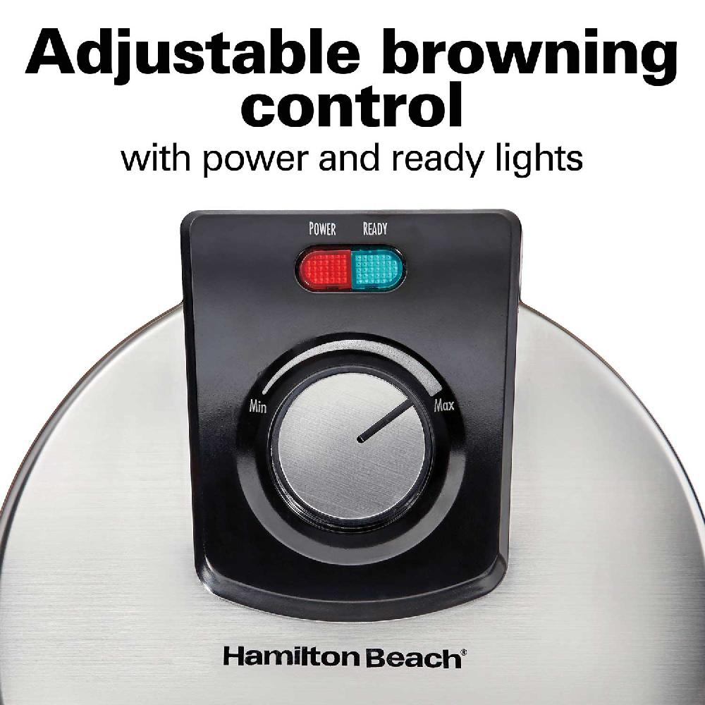 Hamilton Beach Belgian Waffle Maker With Adjustable Browning Control Silver