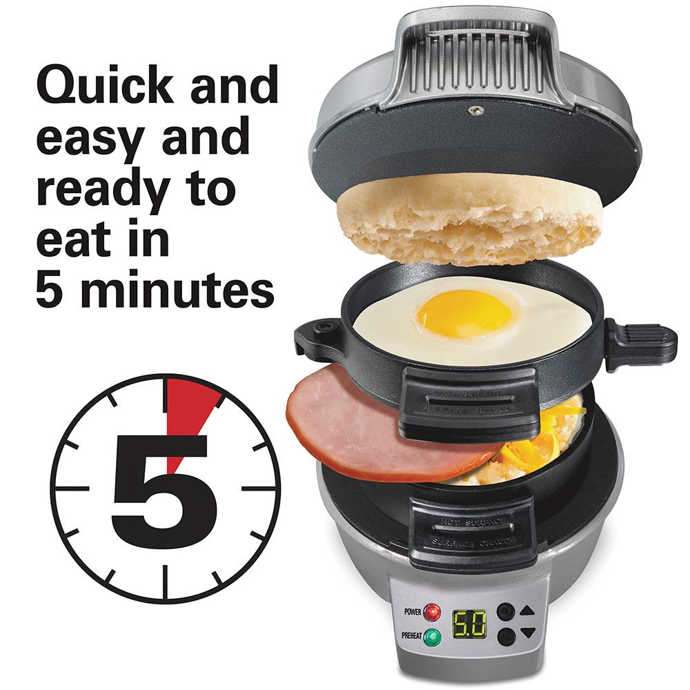 Hamilton Beach Breakfast Sandwich Maker With Timer Silver