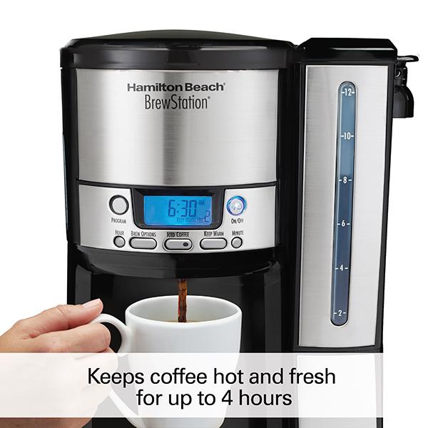 Hamilton Beach BrewStation® 12 Cup Programmable Coffee Maker With Removable Water Reservoir Black & Stainless