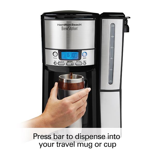 Hamilton Beach BrewStation® 12 Cup Programmable Coffee Maker With Removable Water Reservoir Black & Stainless