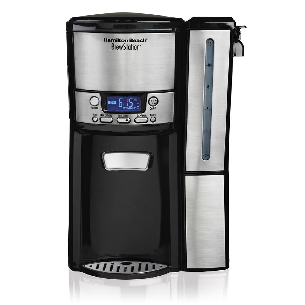 hamilton beach BrewStation® 12 Cup Programmable Coffee Maker with Removable Water Reservoir Black & Stainless hamilton beach BrewStation® 12 Cup Programmable Coffee Maker with Removable Water Reservoir Black & Stainless
