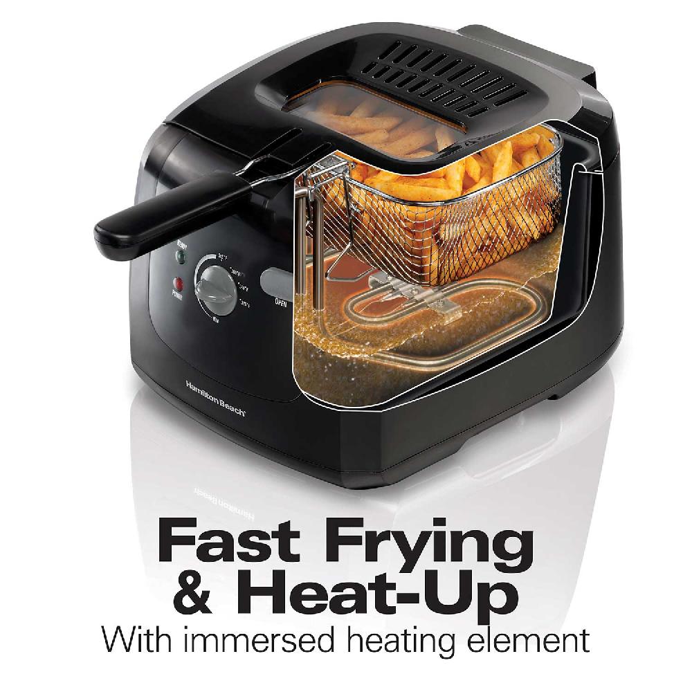 Hamilton Beach Cool-Touch Deep Fryer 2 Liters/8 Cup Oil Capacity With Basket Hooks