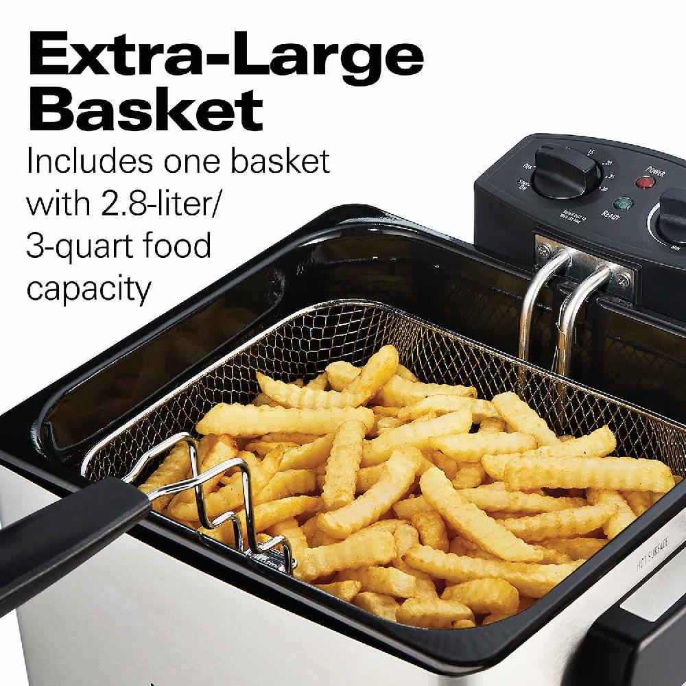 Hamilton Beach Deep Fryer 2.8 Liter/3 Quart Oil Capacity With Adjustable Temperature & Timer