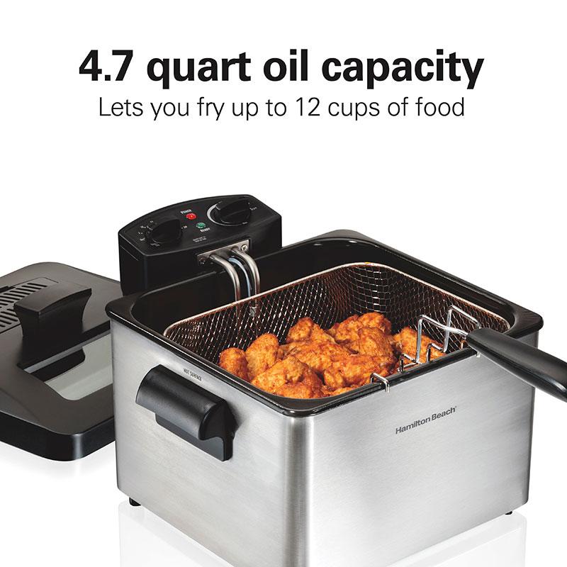Hamilton Beach Deep Fryer 4.5 Liters/19 Cup Oil Capacity Professional-Style With 3 Baskets