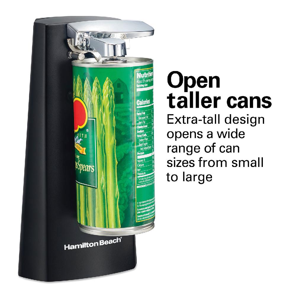 Hamilton Beach Extra-Tall Can Opener With Removable Cutting Lever Black