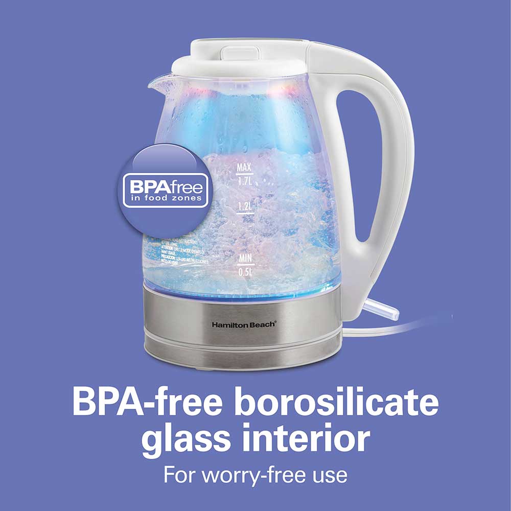 Hamilton Beach 1.7 Liter Iridescent Glass Kettle