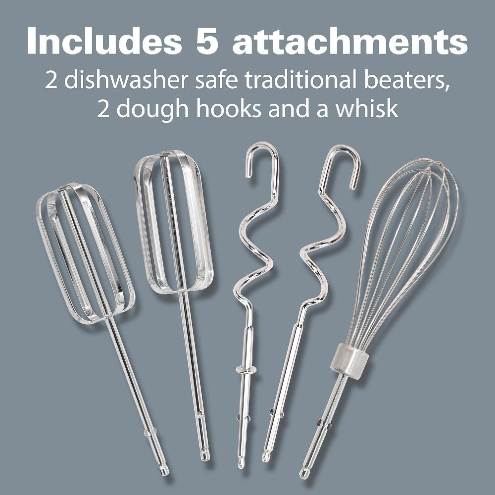 Hamilton Beach Hand Mixer With Snap-On Case And Dough Hooks