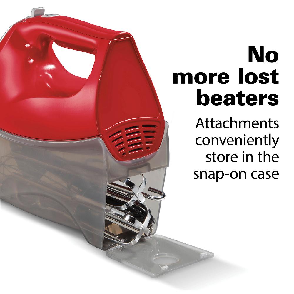 Hamilton Beach Hand Mixer With Snap-On Case And Dough Hooks