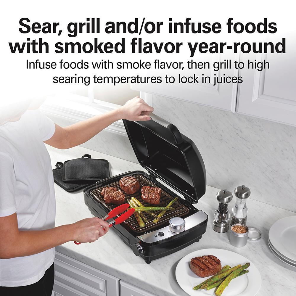 Hamilton Beach Indoor Searing Grill With Hot/Cold Smoke Infuser