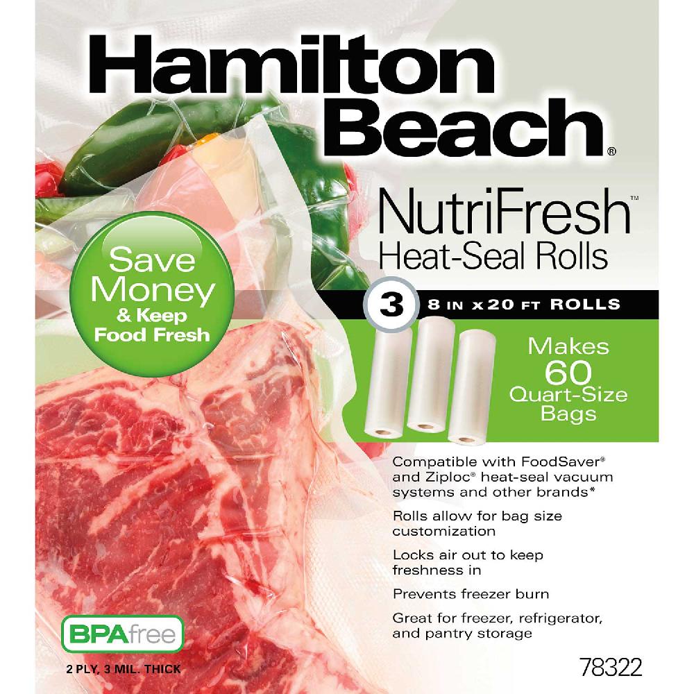 hamilton beach NutriFresh™ 8 in x 20 ft Heat-Seal Rolls 3 Pack