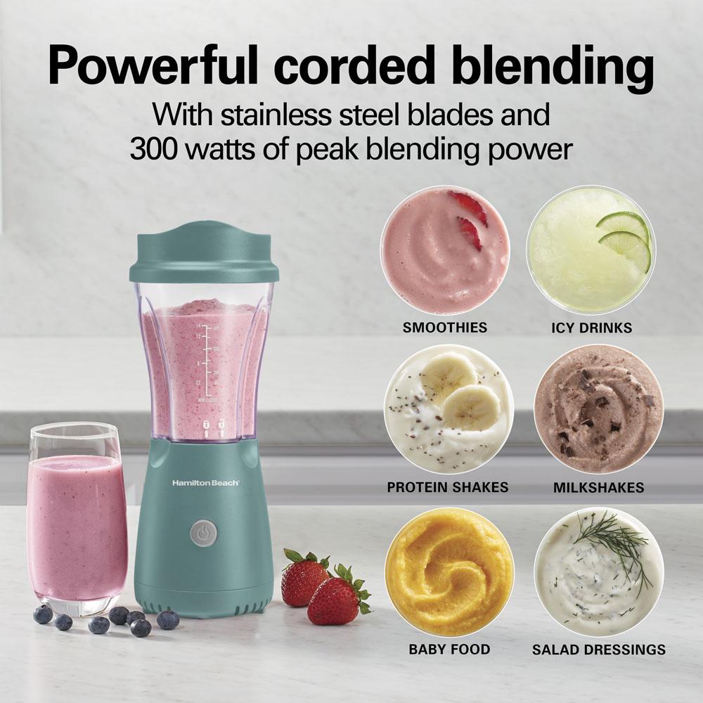 Hamilton Beach Personal Blender With Travel Lid  Teal