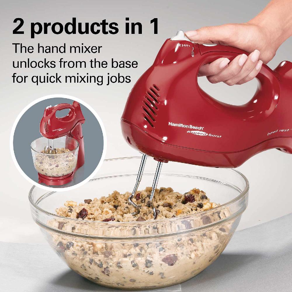 Hamilton Beach Power Deluxe™ 6 Speed Hand/Stand Mixer Red