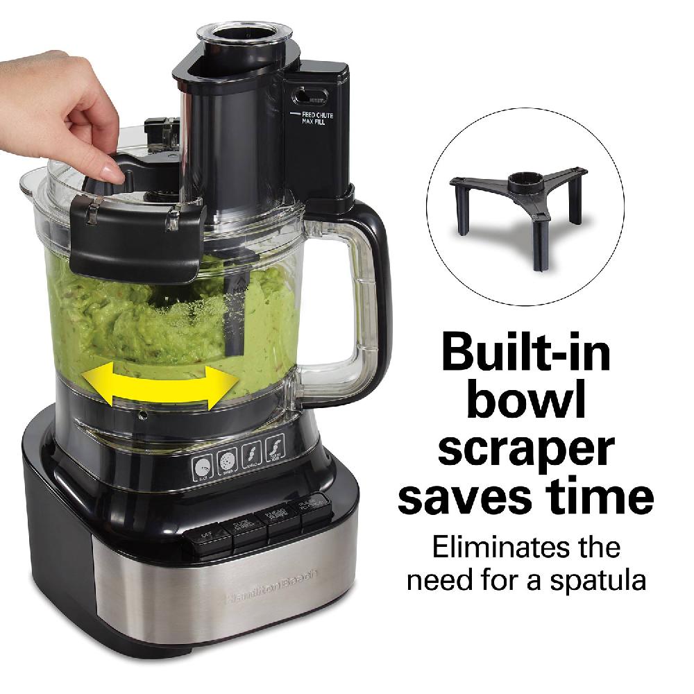 Hamilton Beach Recertified 10-Cup Stack & Snap™ Food Processor With Bowl Scraper Black