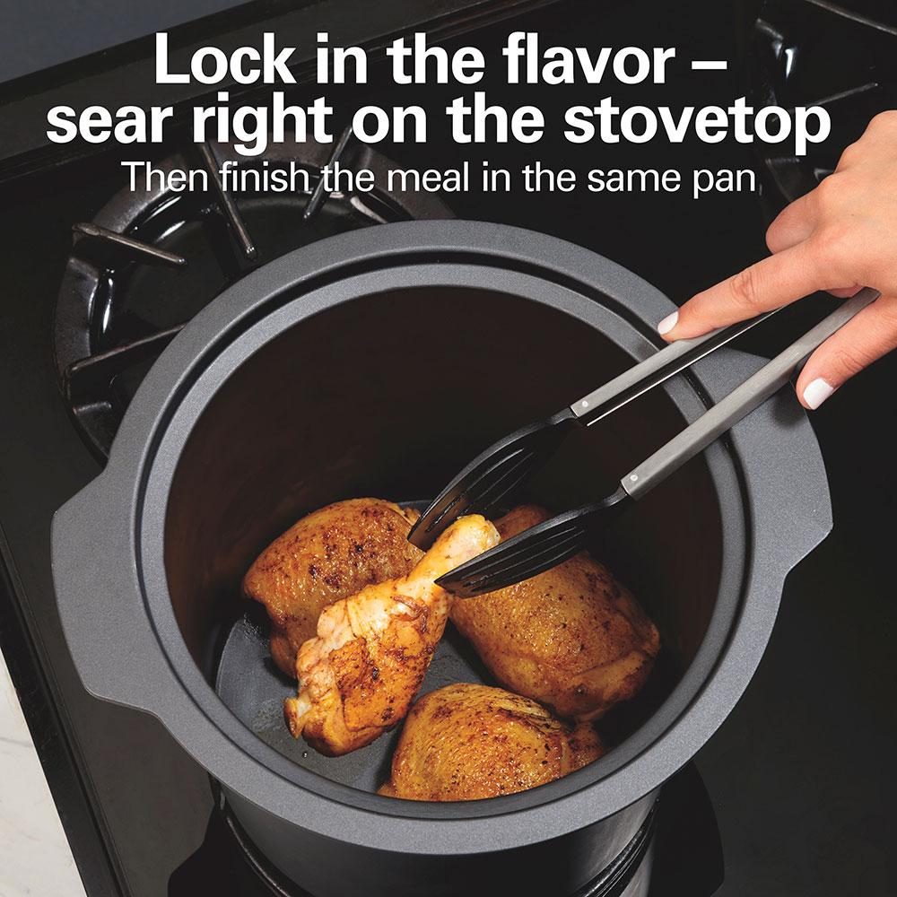 Hamilton Beach Sear & Cook 10 Quart Stockpot Slow Cooker Silver