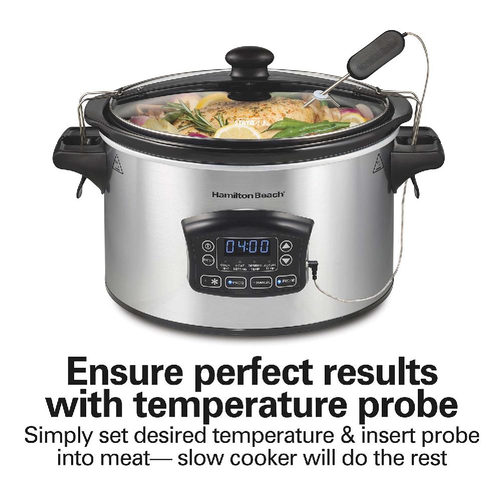 Hamilton Beach Set & Forget® 6 Quart Defrost Slow Cooker Silver