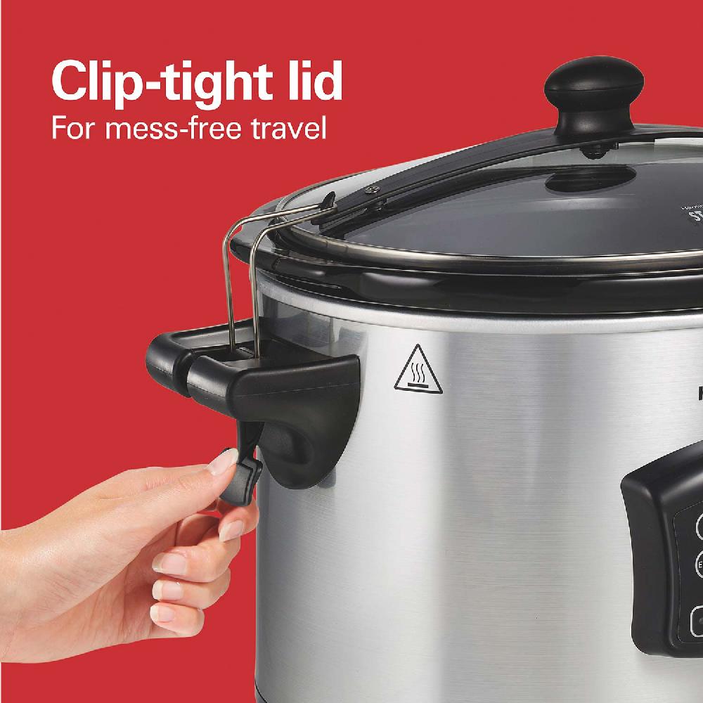Hamilton Beach Set & Forget® 6 Quart Defrost Slow Cooker Silver