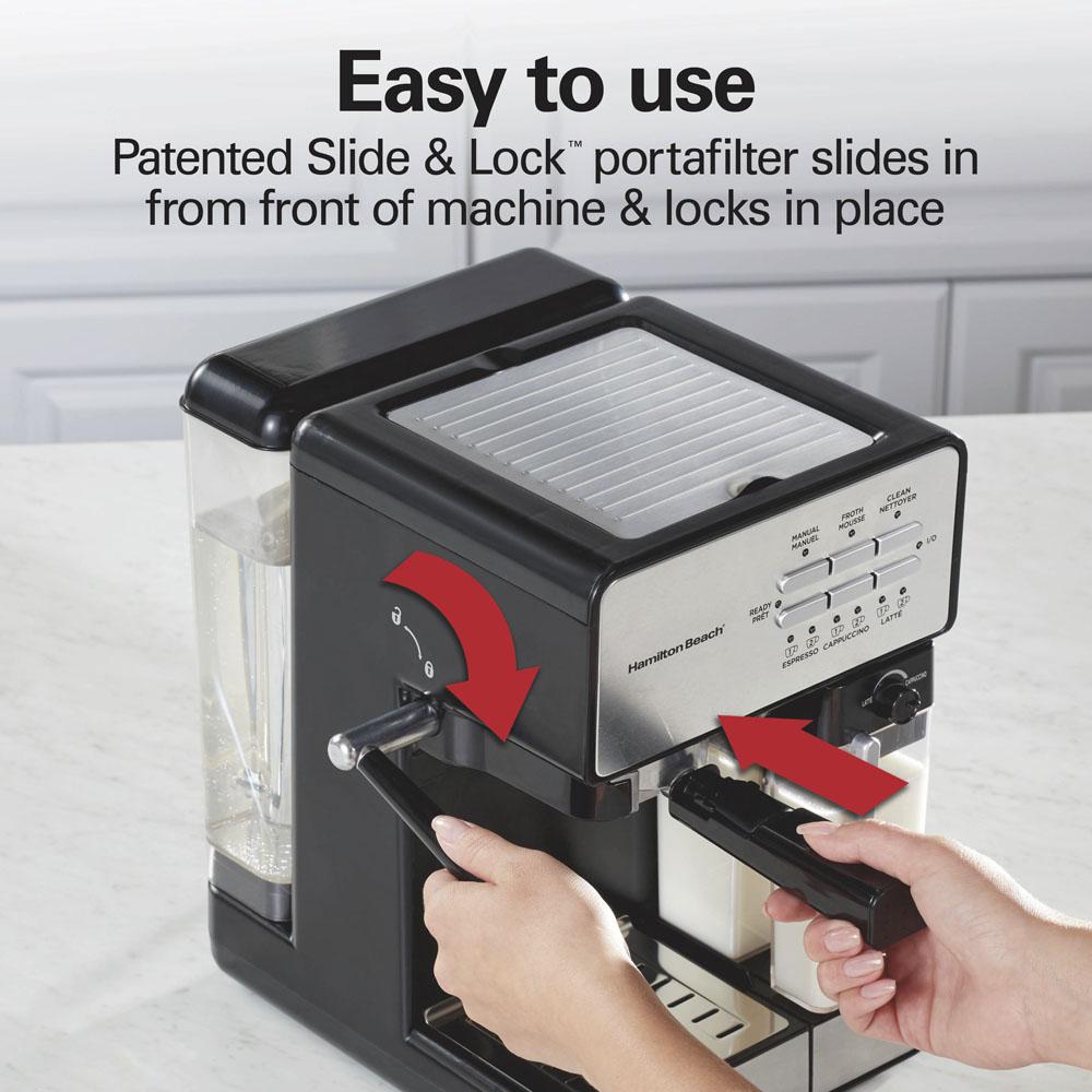 Hamilton Beach Slide & Lock™ Espresso Maker With Automatic Milk Reservoir
